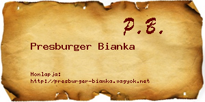 Presburger Bianka névjegykártya